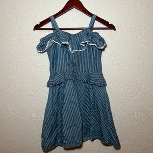 BCBG Girls Nautical Blue Stripe Ruffle Mini Dress